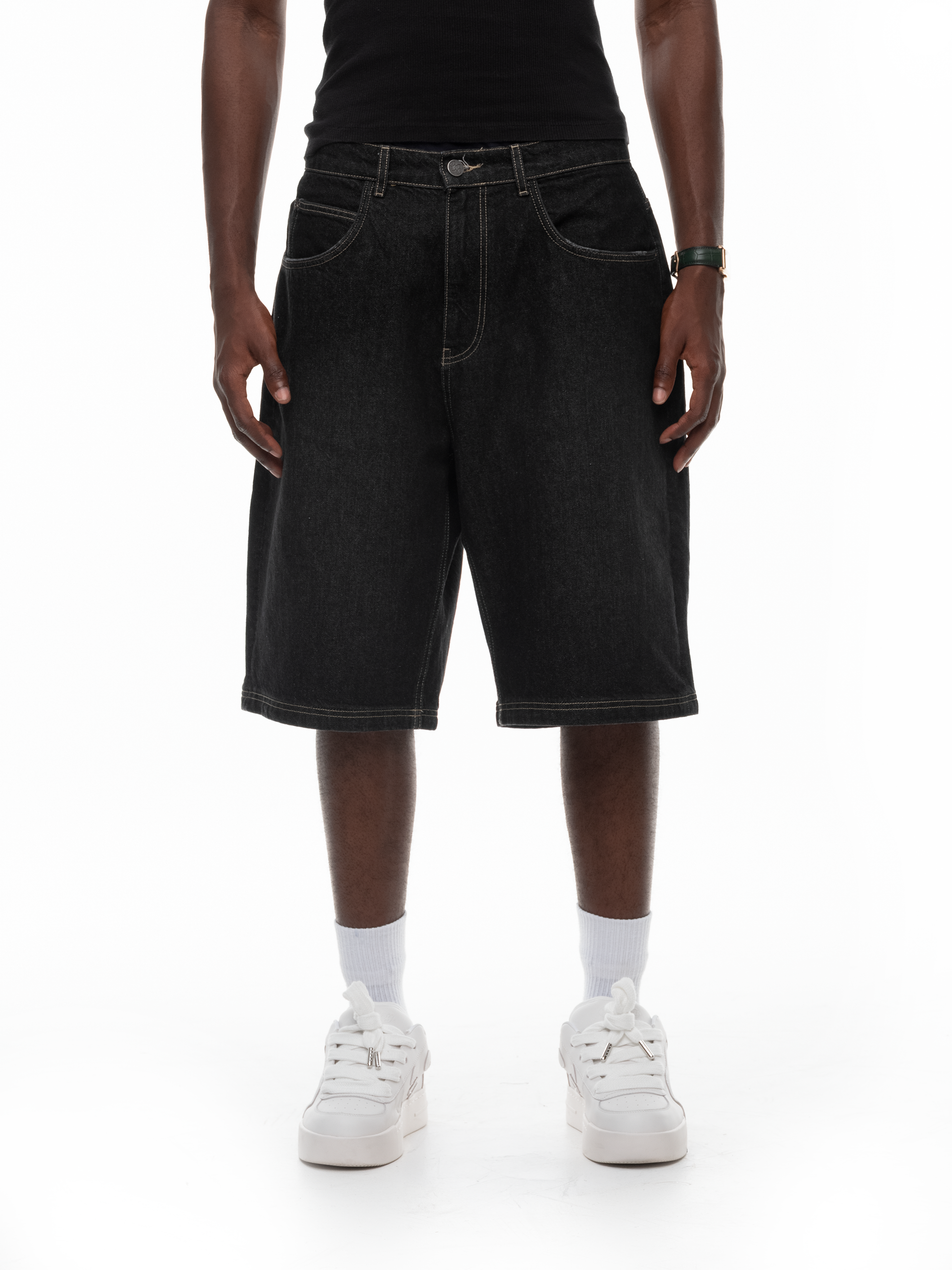 BLACK DENIM SHORTS